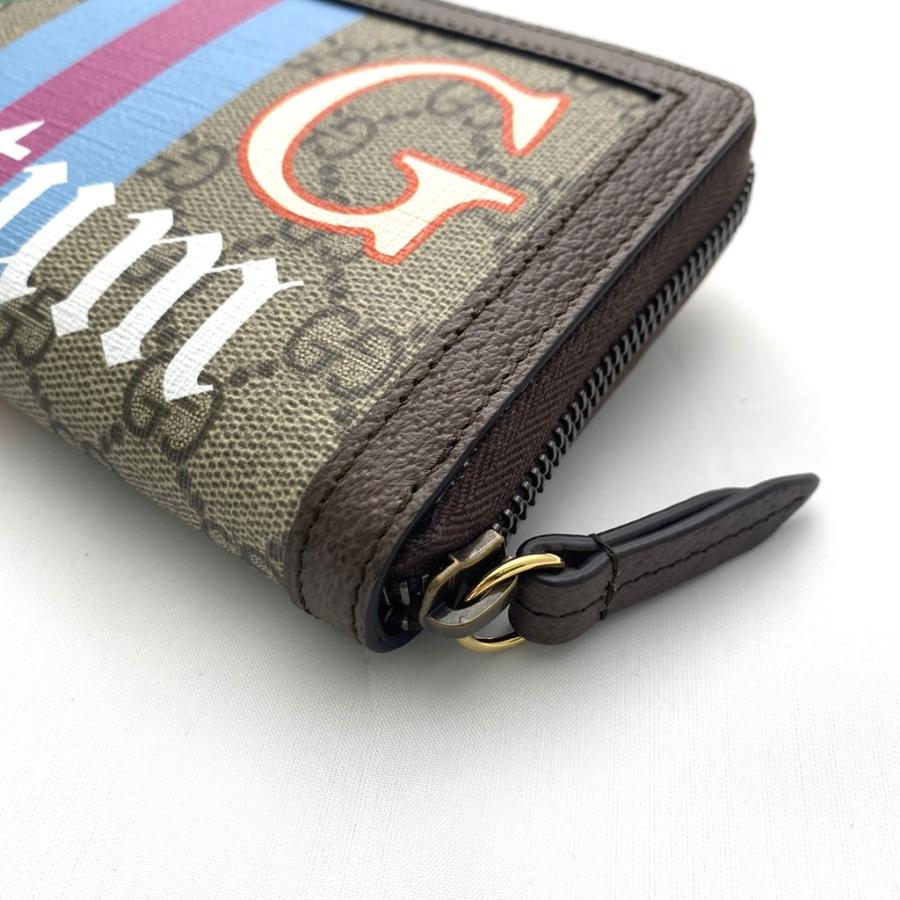 関送込 GUCCI バンブー付き ロゴ ジップアラウンドウォレット バンブー付き ジップアラウンドウォレットブラウン レザー