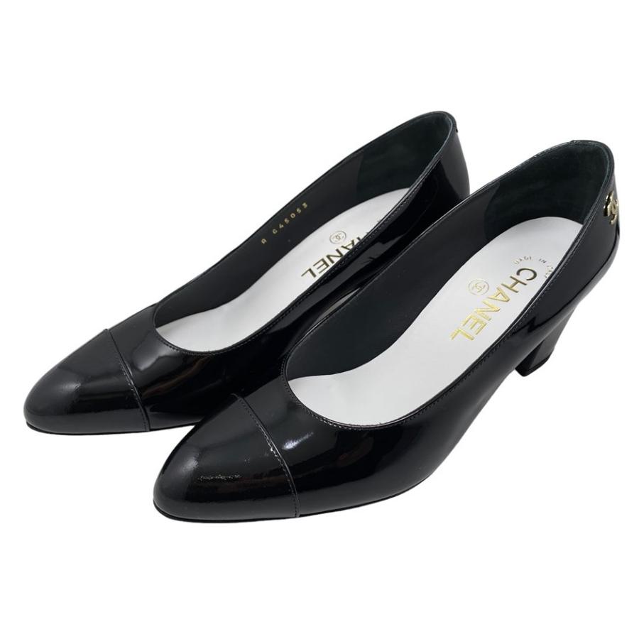 美品✨CHANEL ココマーク ビコローレレザーパンプス赤35