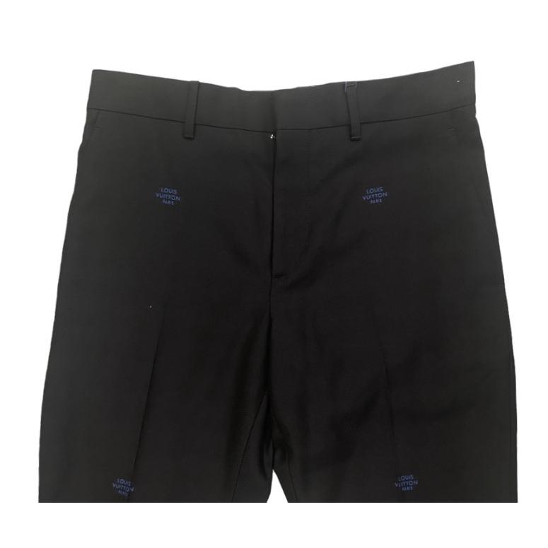 ルイヴィトンHNFP9W ブラックパンツ ウール/コットン ダミエ 36インチ  
