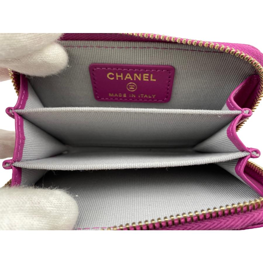 シャネル AP3521 コインケース マトラッセ キャビアスキン パープル  