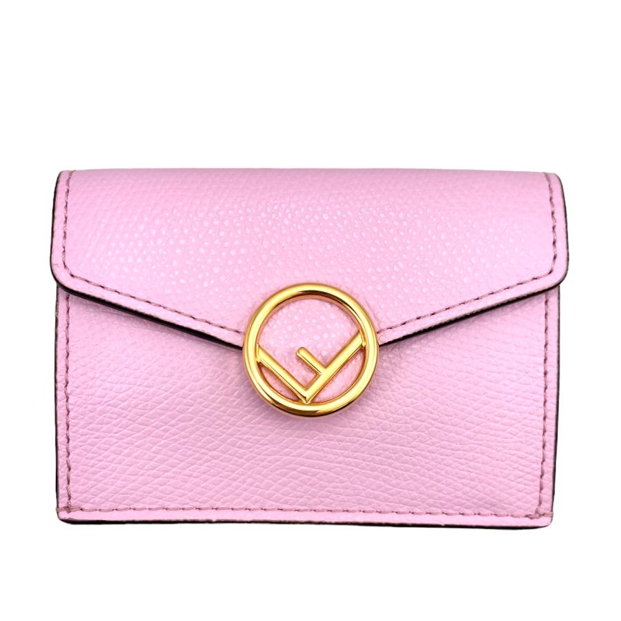 ピンクの猫【希少デザイン】FENDI フェンディ 腕時計 レッド ブラック FENDI フェンディ 8M0395 A18B カーフ 三つ折り財布 コンパクト
