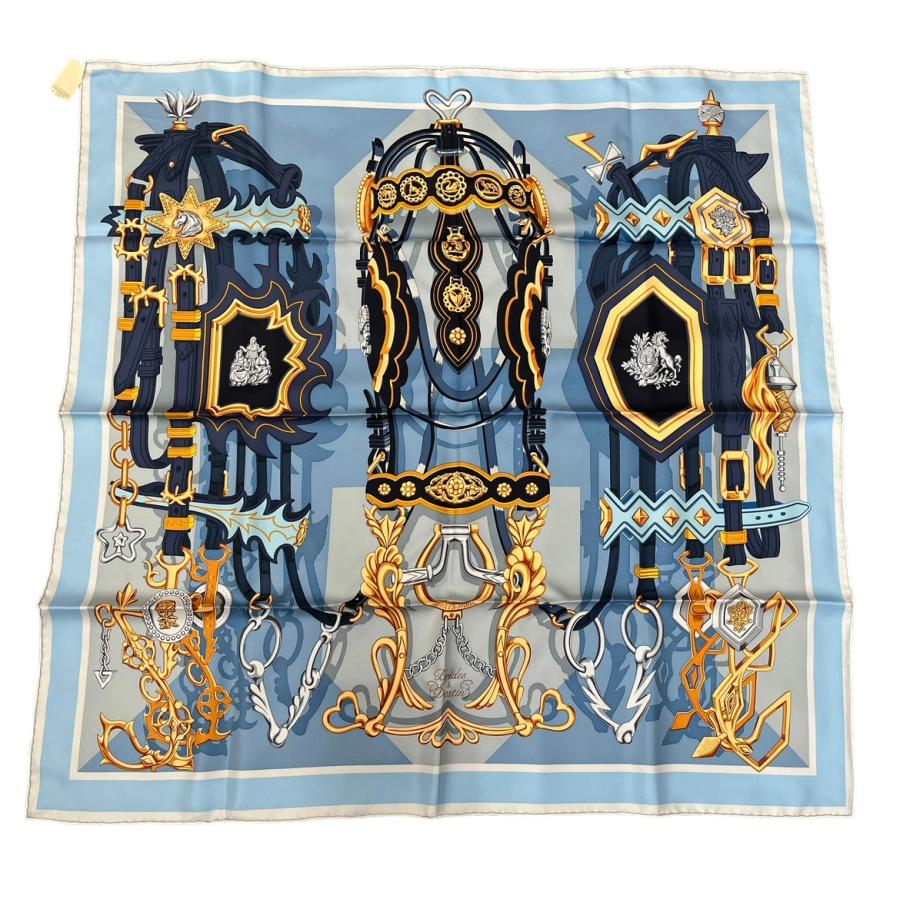 HERMES（エルメス） カレ90 ブリッド・エ・デスタン ブルー・ジーン