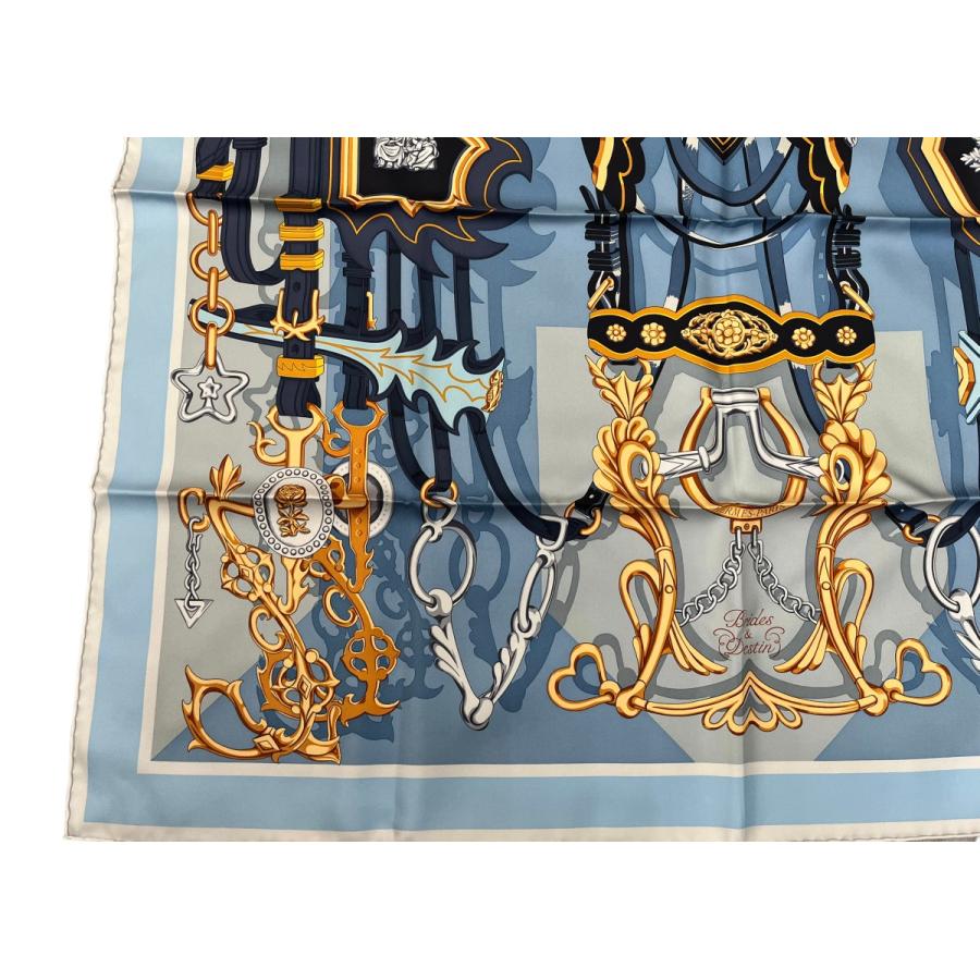HERMES（エルメス） カレ90 ブリッド・エ・デスタン ブルー・ジーン