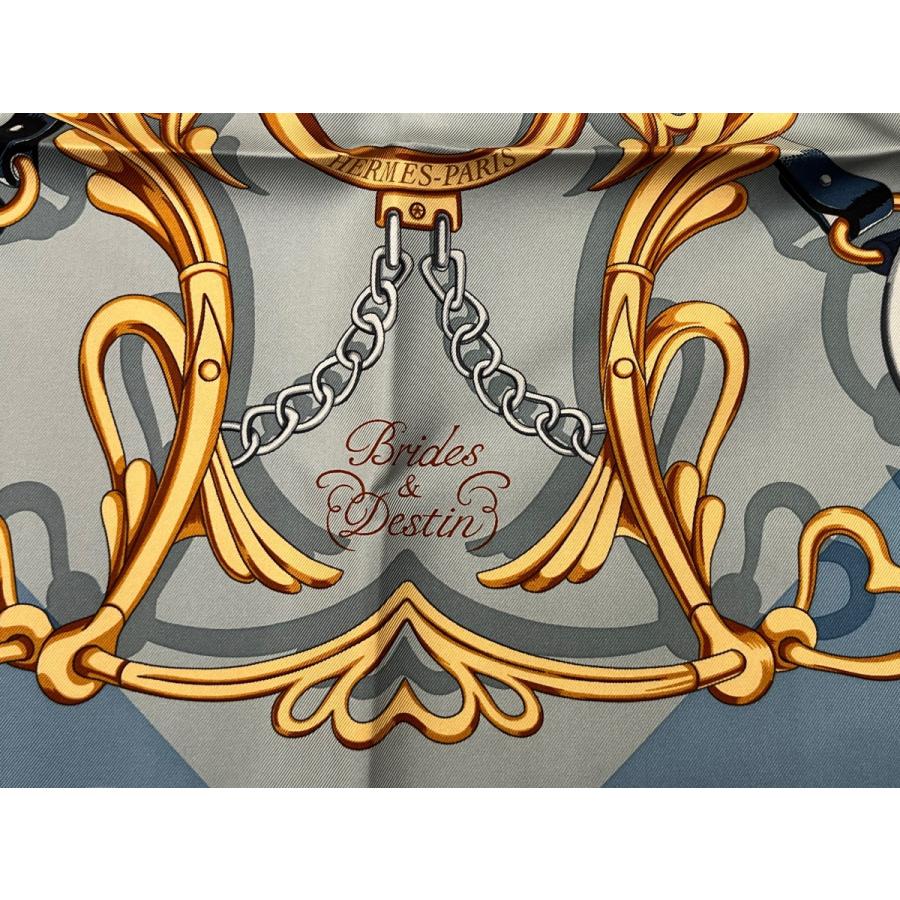 HERMES（エルメス） カレ90 ブリッド・エ・デスタン ブルー・ジーン