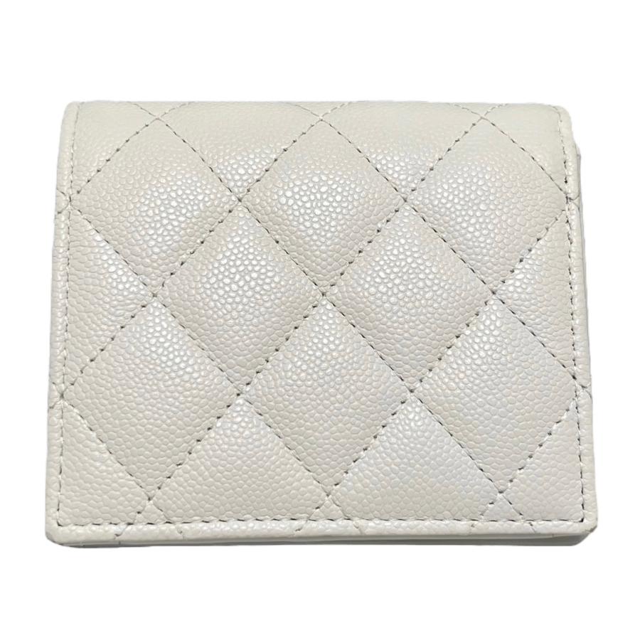 CHANEL ホワイト 二つ折り財布 CHANEL 新作 未使用品 シャネル ミニ ウォレット キャビアスキン