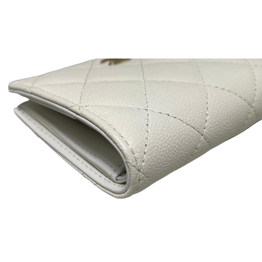 CHANEL シャネル 2つ折り財布 スモールウォレット ホワイト ミニ