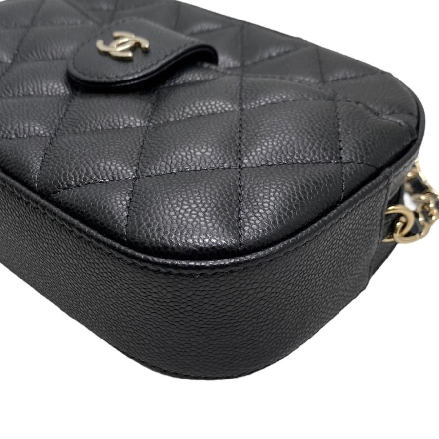 CHANEL　黒　キャビアスキン　 ポーチ　デカココ　チェーン　ショルダー シャネル デカココ チェーンウォレット 黒 キャビアスキン GD