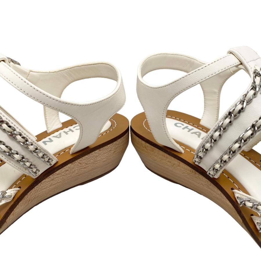 CHANEL シャネル サンダル レザーウッド チェーン G35868 37サイズ  