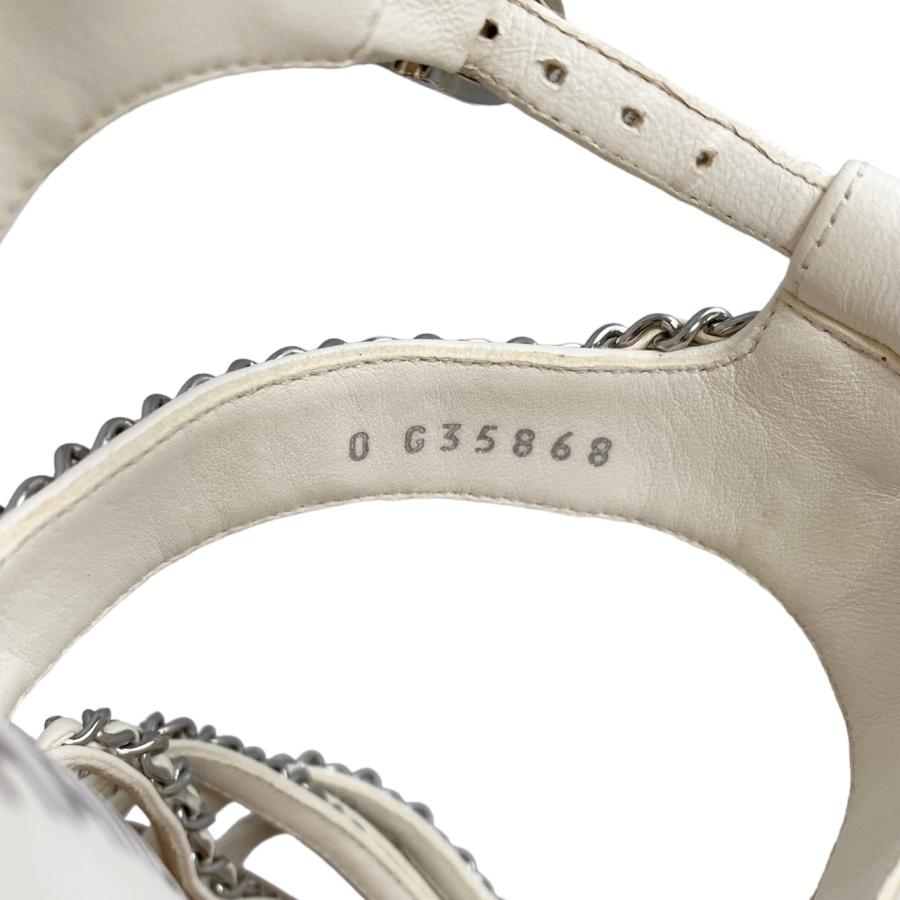 CHANEL シャネル サンダル レザーウッド チェーン G35868 37サイズ  