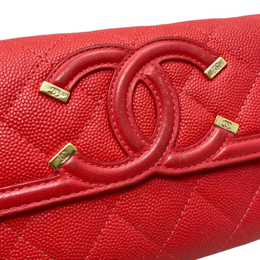 CHANEL シャネル 2つ折り長財布 CCフィグリー マトラッセ