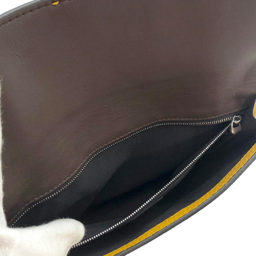 FENDI(フェンディ) ショルダーバッグ フラットバゲット/ズッキーノ柄 7VA524 黒×ダークグレー レザー FENDI(フェンディ) ショルダーバッグ フラットバゲット/ズッキーノ柄