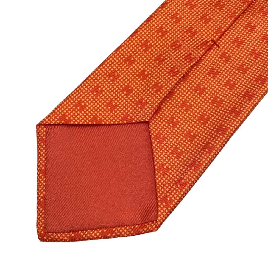 HERMES ファソネH ジャガード オレンジ ネクタイ 4-117.72// HERMES ファソネH ジャガード オレンジ ネクタイ 4- HERMES エルメス　ネクタイ　オレンジ　ジャガード　H柄　結婚式