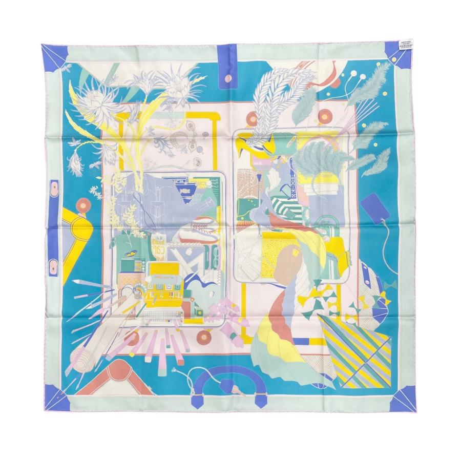 【HERMES】エルメス カレ90 シルク スカーフ ペンキ塗りたて ブルー □エルメス□ スカーフ カレ90「 THE ALFEE AUBE」 スカーフ