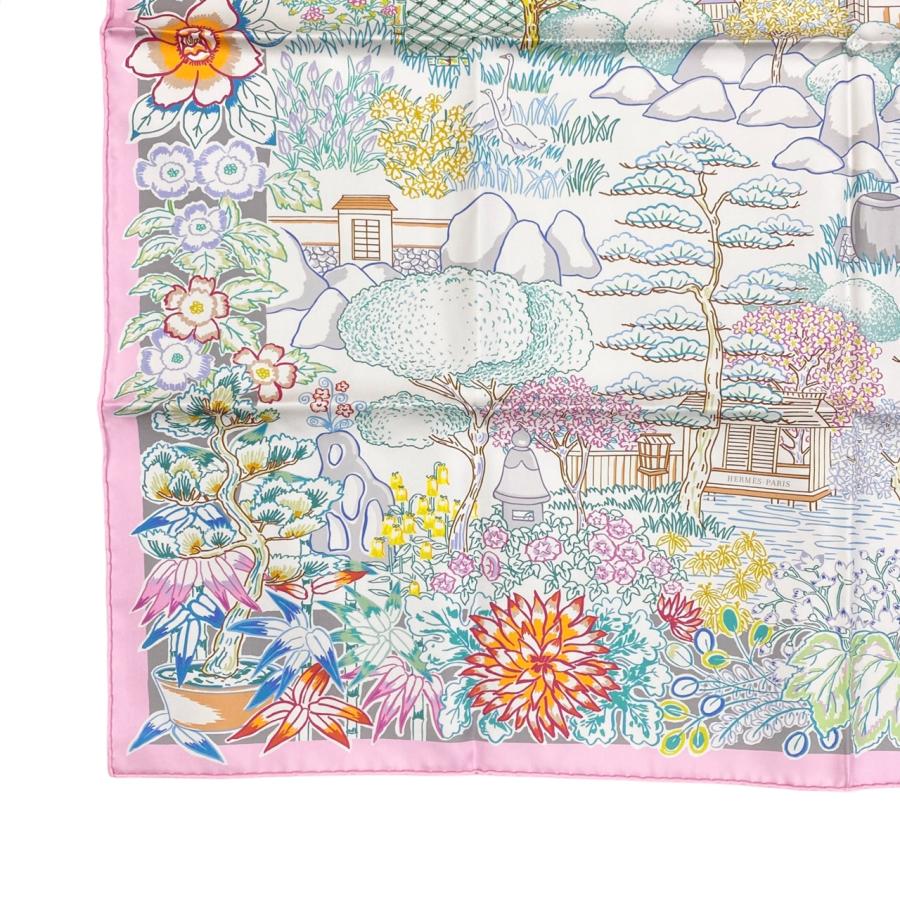 エルメス　カレ ダブルフェイス90 パッサード・エ・セルパンティーヌ ローズ エルメス スカーフ カレ90 ダブルフェイス パッサード・エ