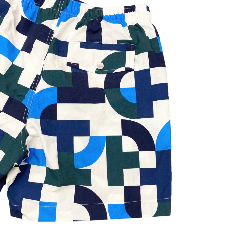 ▲HERMESエルメス コットンハーフパンツ リゾートパンツ ブルー系 HERMES（エルメス） ハーフパンツ スイムトランクス Sサイズ 総柄