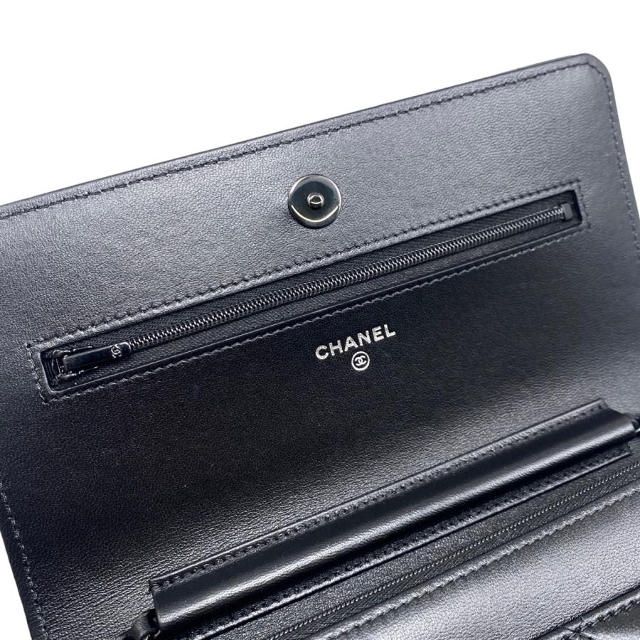 CHANEL シャネル バッグ マトラッセ チェーンウォレット ブラック/GP ラムスキン ﾊﾞｯｸﾞ AP0250 ショルダーバッグ
 ラムスキン ブラック レディース【中古】430 CHANEL（シャネル） ショルダーバッグ クラシック チェーンウォレット