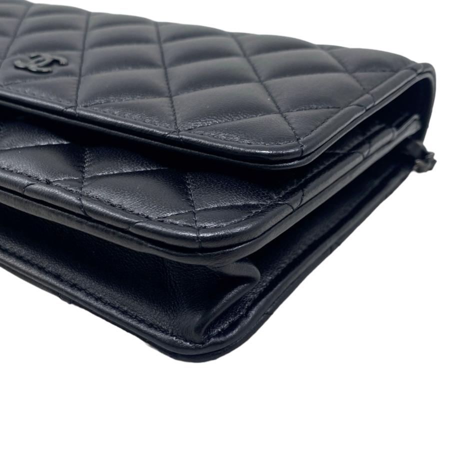 CHANEL シャネル バッグ マトラッセ チェーンウォレット ブラック/GP ラムスキン ﾊﾞｯｸﾞ AP0250 ショルダーバッグ
 ラムスキン ブラック レディース【中古】430 CHANEL（シャネル） ショルダーバッグ クラシック チェーンウォレット