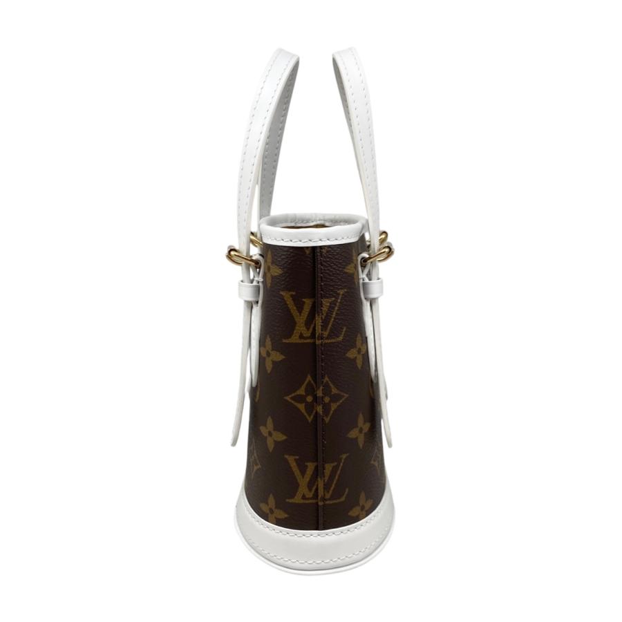 LOUIS VUITTON ルイ・ヴィトン ナノ バケット モノグラム ショルダーバッグ M81489 モノグラム レザー ブラウン ホワイト  レディース【中古】 ルイ ヴィトン モノグラム ナノバケット ホワイト M81489 モノグラム