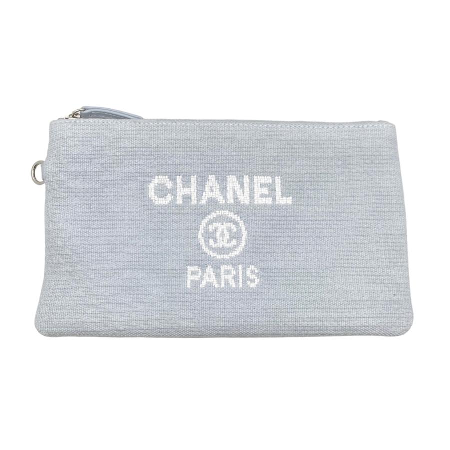 【超美品】シャネル 現行 ロゴ総柄 ココマーク ドット ライトブルー シルバー CHANEL（シャネル） トートバッグ ドーヴィル スモール ショッピング