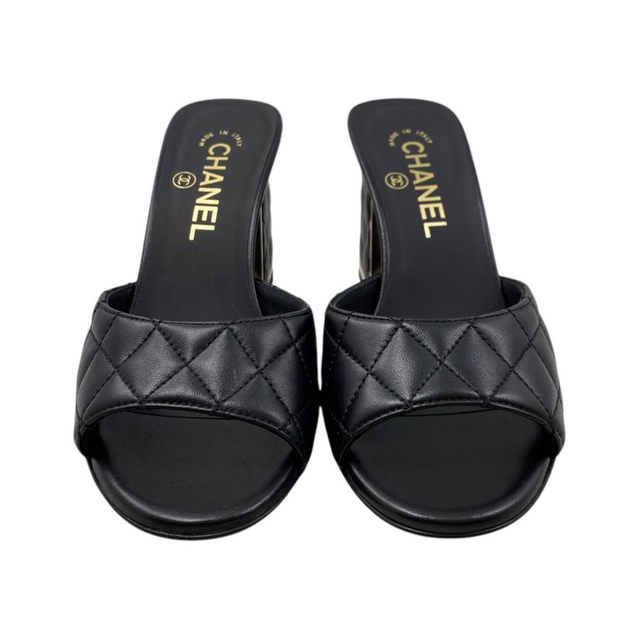CHANEL ココマーク ミュールサンダル 黒 スエード レザー　38 CHANEL ココマーク ミュールサンダル 黒 スエード レザー 38