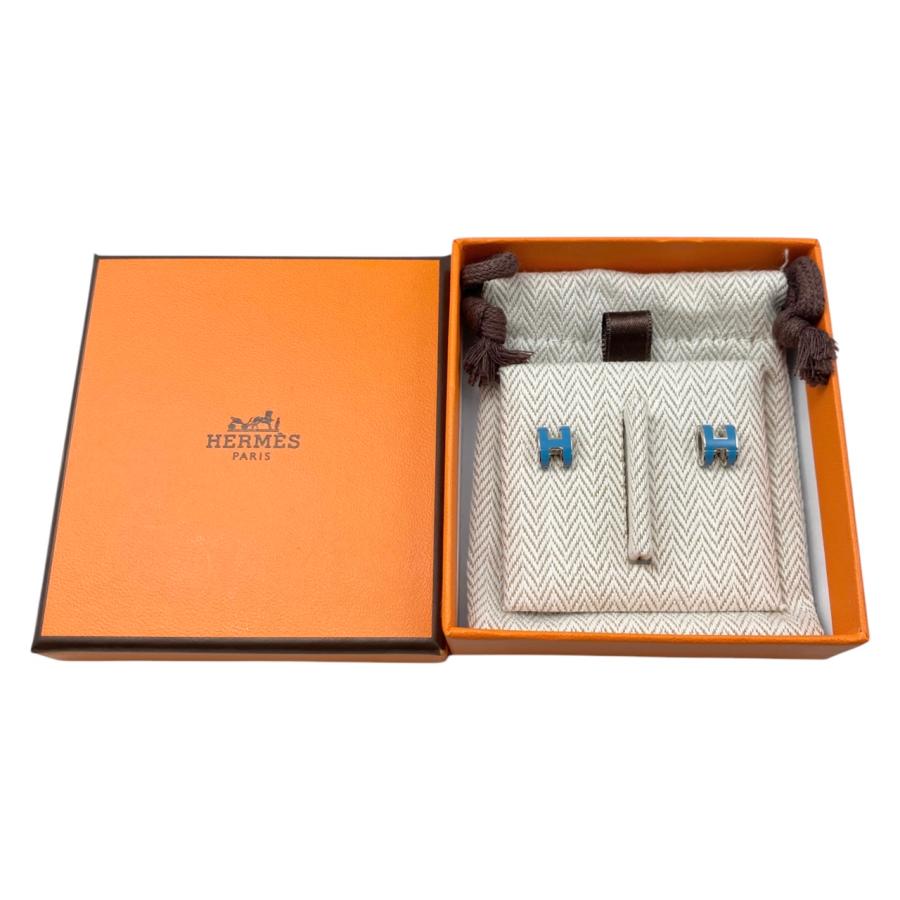 HERMES（エルメス） ピアス ポップアッシュ ミニ Hロゴ ブルージーン