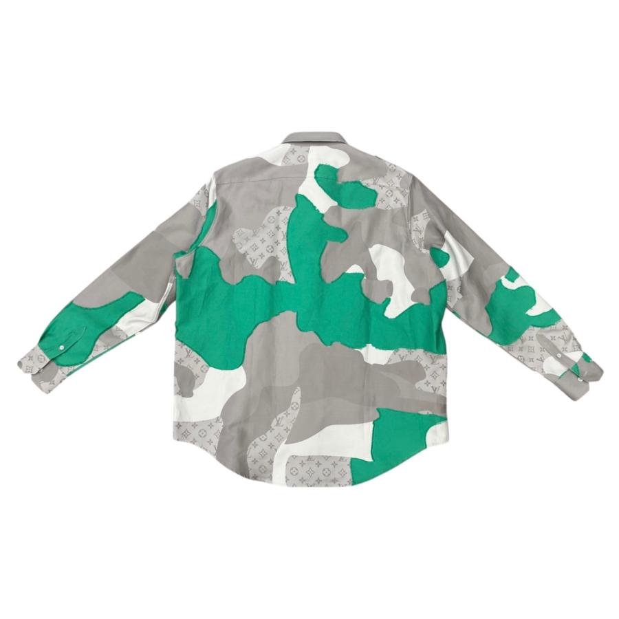 Louis Vuitton 半袖オリーブグリーンワンピース LOUIS VUITTON ルイヴィトン シャツ プリンテッドコットンフィル