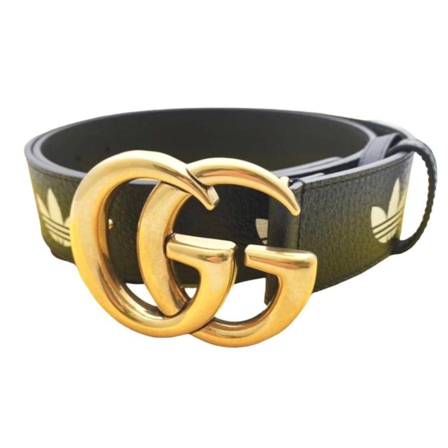 グッチ adidas x Gucci GGマーモントレザーベルト ブラック×ゴールド  