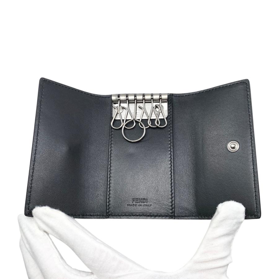 専用 FENDI フェンディ キーケース 6連 ブラック レザー シルバー金具 FENDI（フェンディ） 6連キーケース ロゴ 7AP011 ALA8 F1Z35 ブラック