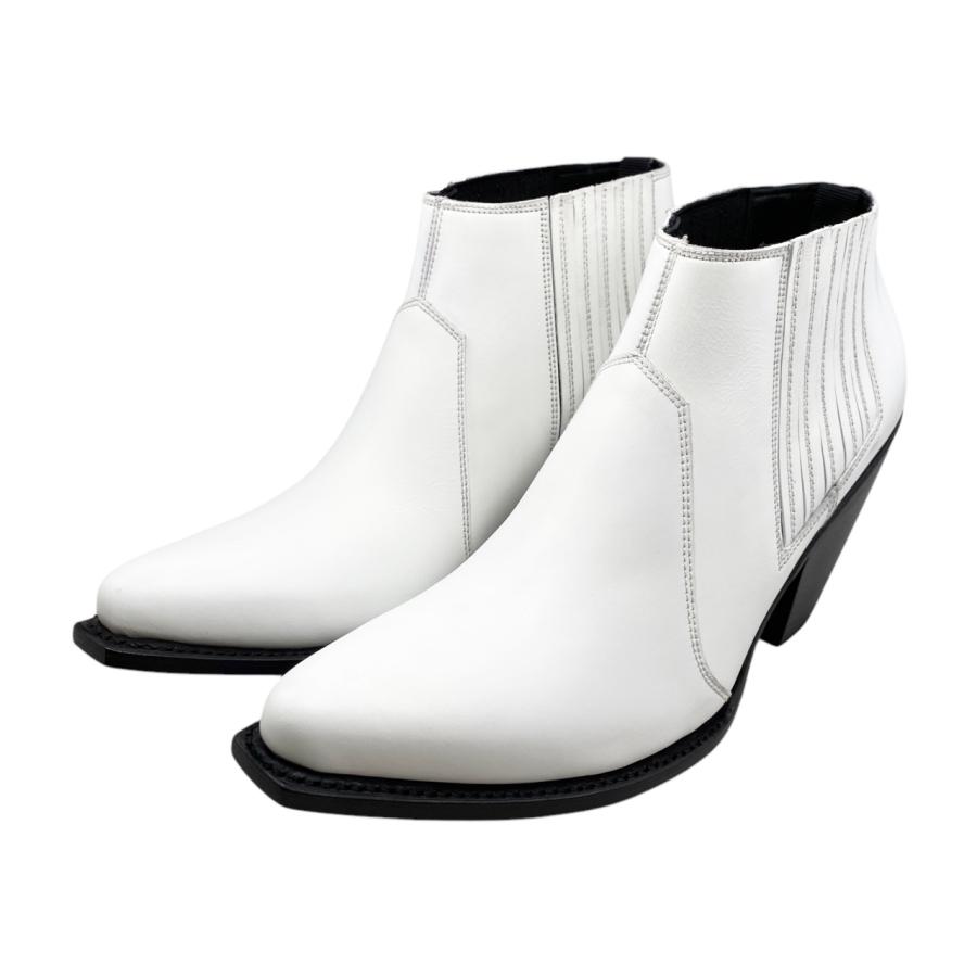 【14万円】SAINT LAURENT ミルキーホワイト　レザーブーツ 14】SAINT LAURENT ミルキーホワイト レザーブーツ