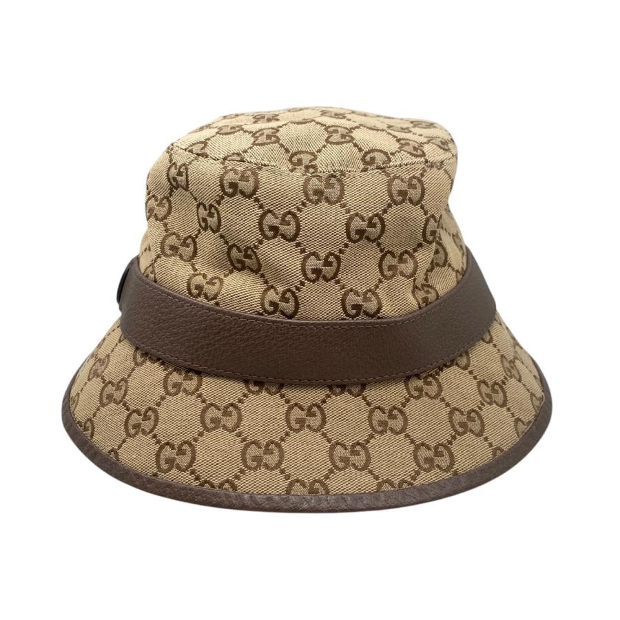 グッチ 帽子 フェドラハット 576587 Lサイズ GGキャンバス ベージュ  
