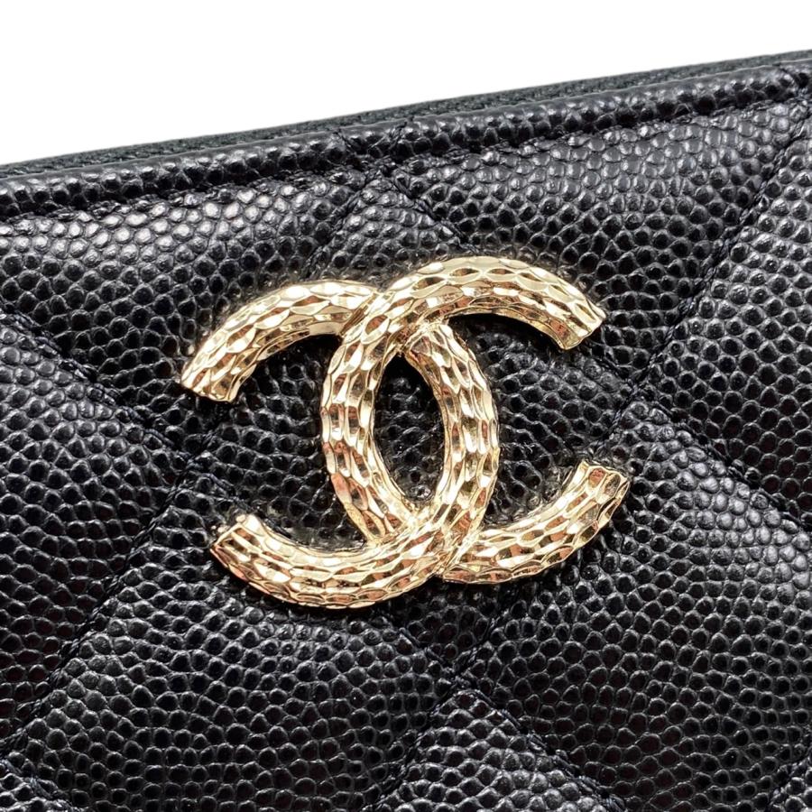 シャネル　ジップコインケース　キャビアスキン　ココマーク CHANEL シャネル マトラッセ ジップ コインパース ココマーク