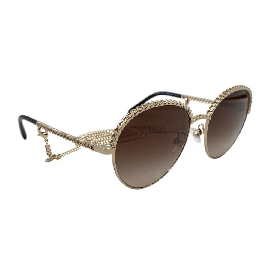 ☆美品☆ CHANELシャネル ココマークチェーンゴールドサングラス 4242 CHANEL シャネル サングラス ココマーク チェーン 4242 ブラウン