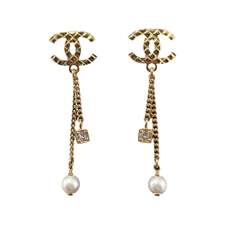 シャネル ピアス ココマーク ラインストーン パール ゴールド