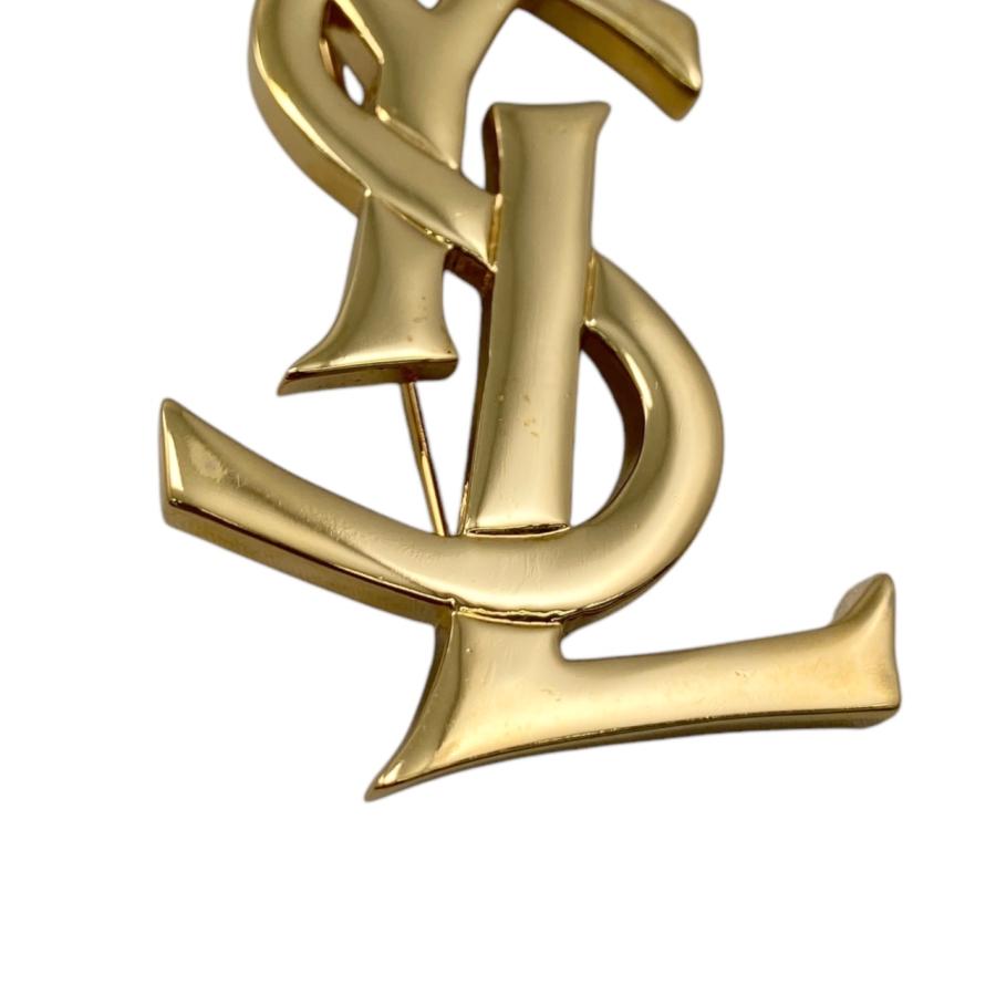 ⭐️ YSL イヴ・サンローラン ロゴ ゴールド ブローチ Yves Saint Laurent YVES SAINT LAURENT YSL logo rhinestone