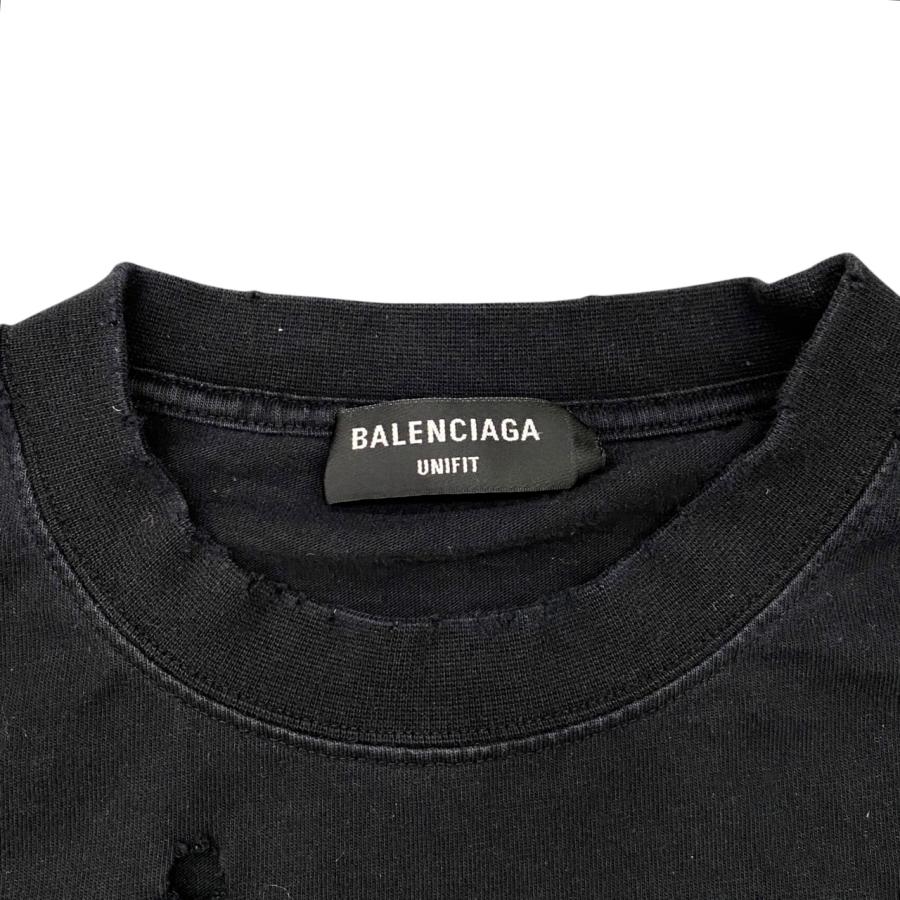 BALENCIAGA（バレンシアガ） 長袖ロングTシャツ ダメージ ロゴ 681046