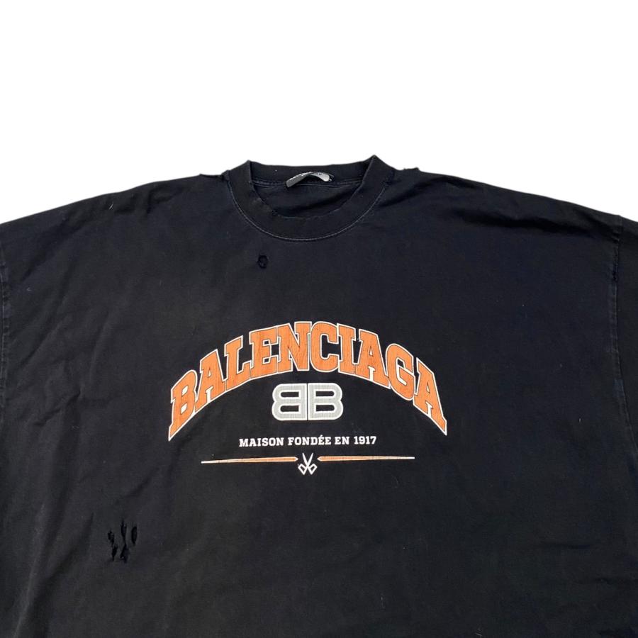 BALENCIAGA（バレンシアガ） 長袖ロングTシャツ ダメージ ロゴ 681046