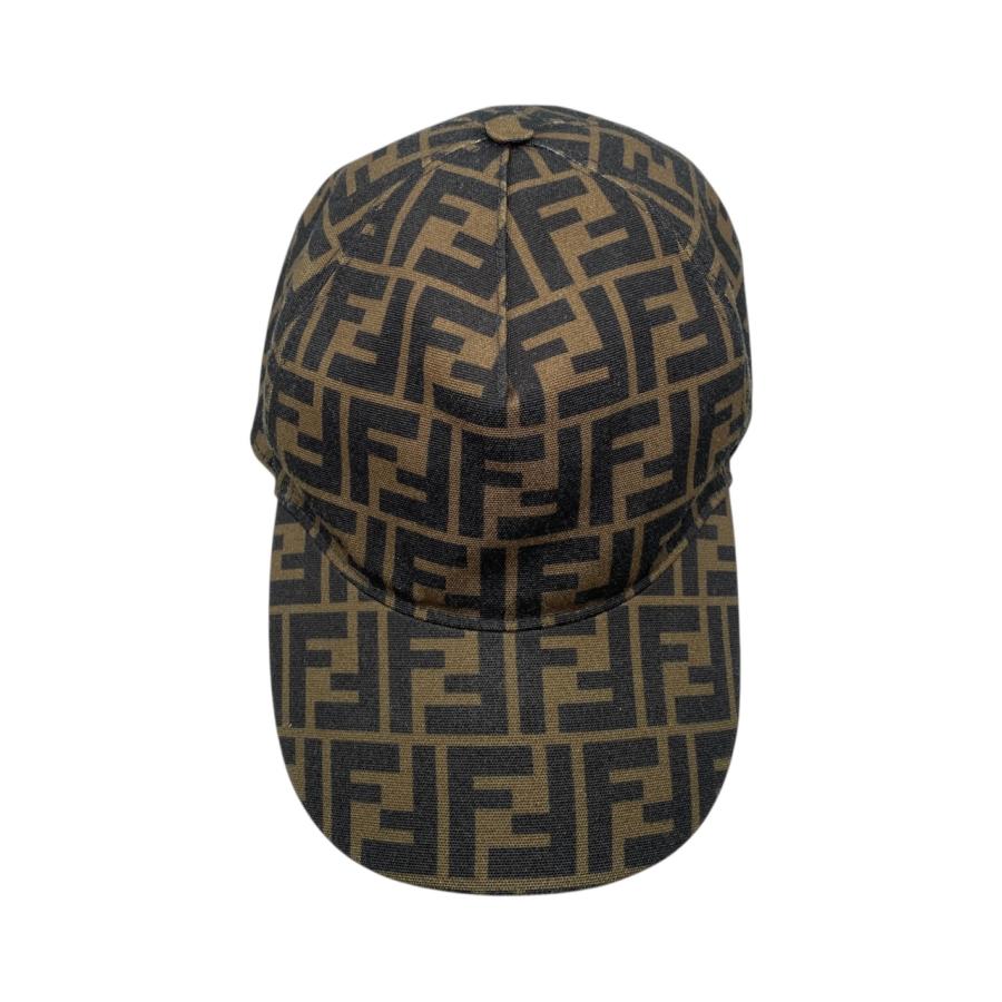 Fendi ロゴパターン キャップ ブラウン 大人もOK♪ FENDI フェンディ ロゴ ベースボール キャップ (FENDI/帽子