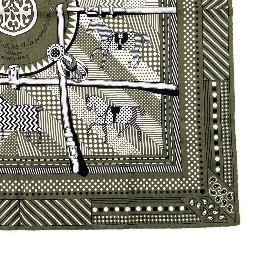 HERMES エルメス バンダナ カレH 65 馬着 H283507T 10 カーキ ホワイト