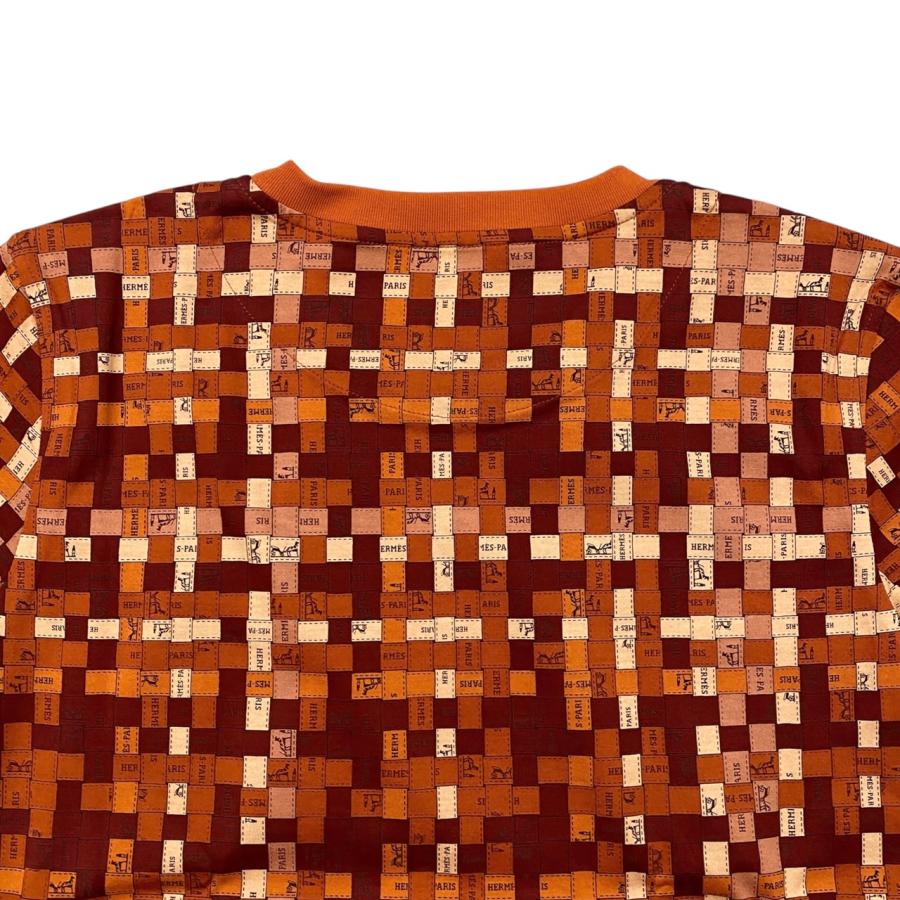 HERMESエルメス　Tシャツ　ハーフボタン　クルーネック　オレンジ エルメスクルーネック Tシャツ H刺繍 XXXLサイズ オレンジ