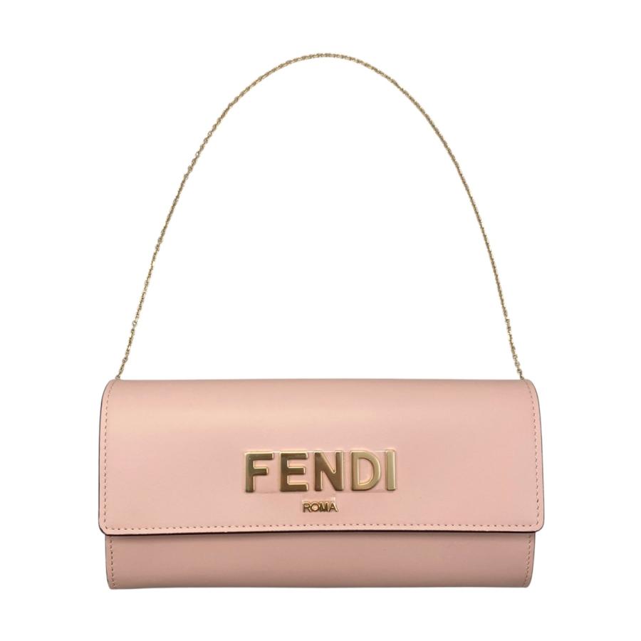美品 最終価格 FENDI チェーン ショルダー ウォレット ピンク FENDI（フェンディ） 2つ折り長財布 チェーンコンチネンタルウォレット