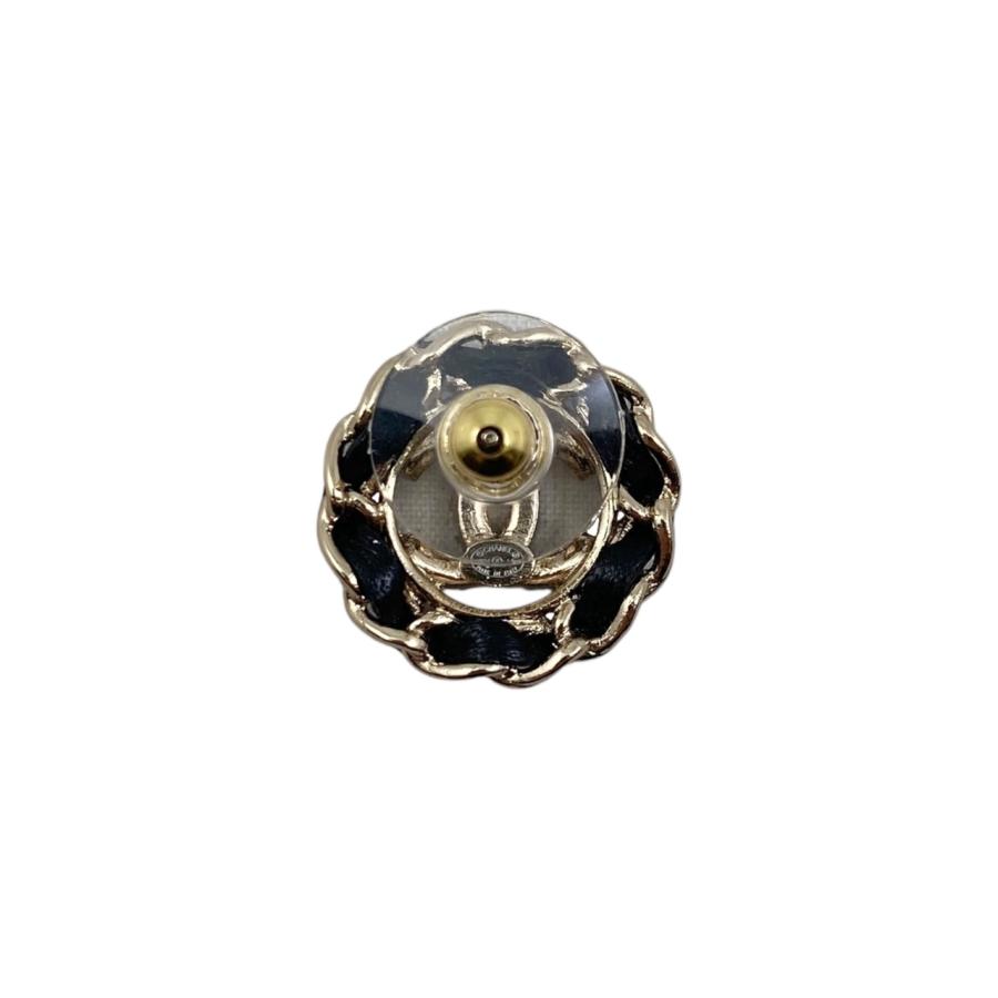 シャネル ピアス ココマーク ラインストーン AB8297-B08169-NI211 ラムスキン メタル サークル ゴールド ブラック CHANELの画像