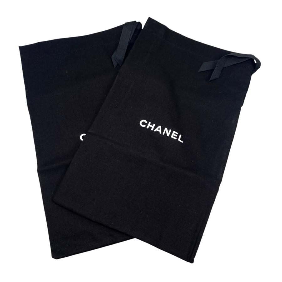 【未使用品】CHANEL ロゴプレート付きローファー ブラック×ホワイト シャネル ココマーク レザー×ファブリック ローファー 36C レディース