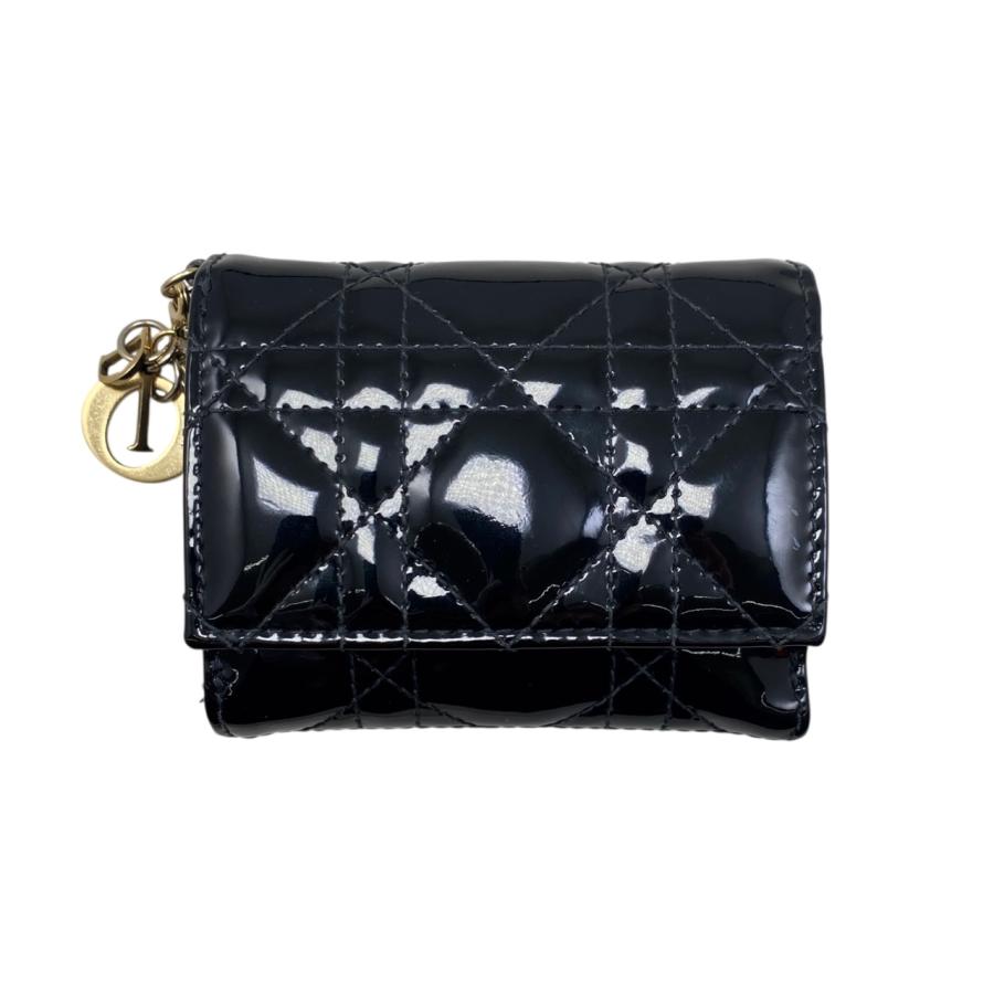 Dior ディオール レディディオール ロータスウォレット 三つ折り財布 ブラック S0181OVRB_M900 レディース【中古】【美品】 Christian Dior（クリスチャン・ディオール） 3つ折り財布 レディ