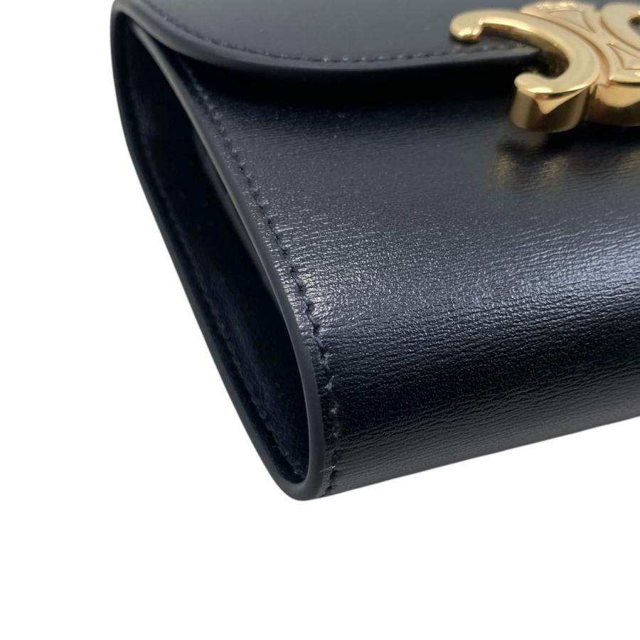 CELINE ブラック スモールストラップウォレット 三つ折り財布　新品　未使用 CELINE セリーヌ 財布 レディース メンズ ブランド 三つ折り財布