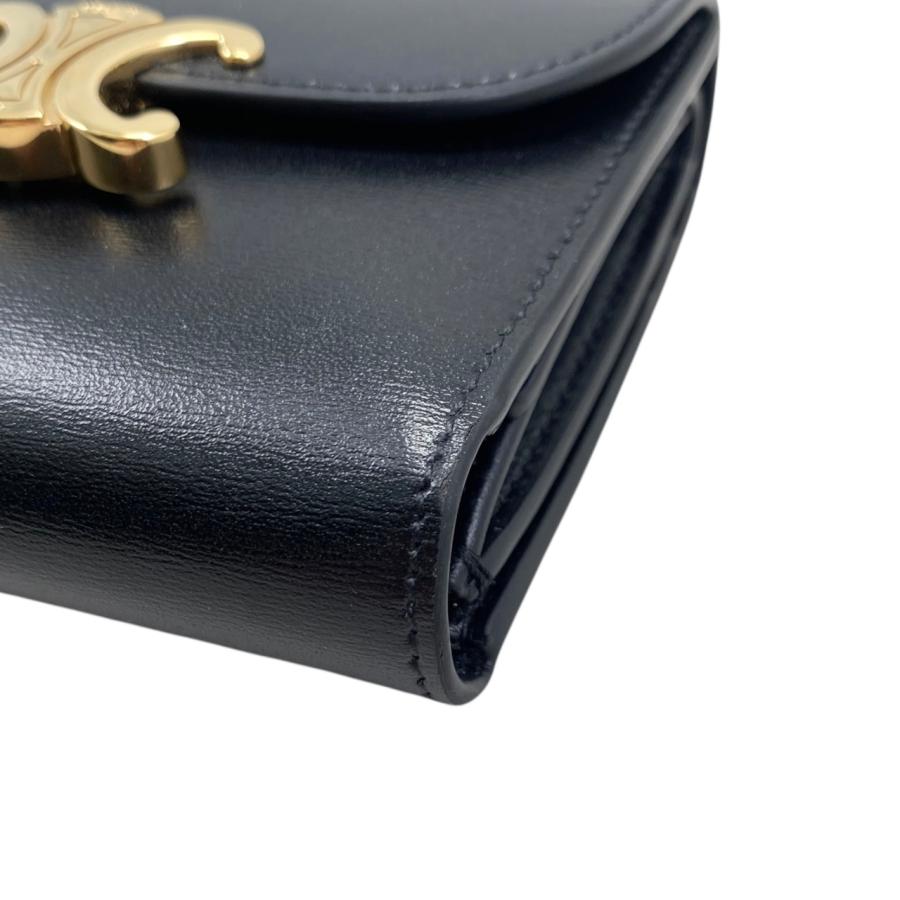 セリーヌ スモールウォレットシャイニーカーフスキン10D783DPV.38NO CELINE セリーヌ 3つ折り財布 スモール フラップウォレット