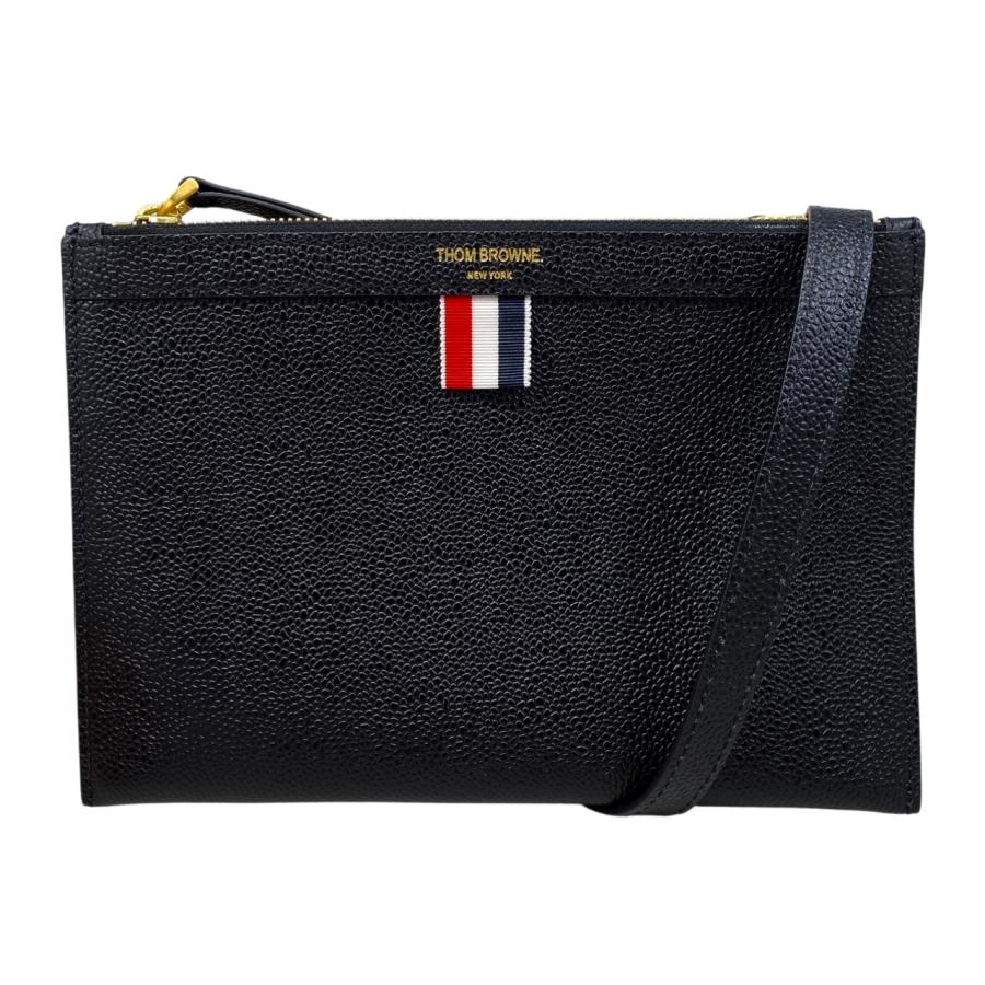 THOM BROWNE トムブラウン ショルダーバッグ - 黒 【古着】【中古】 THOM BROWNE（トム ブラウン） ショルダーバッグ スモール