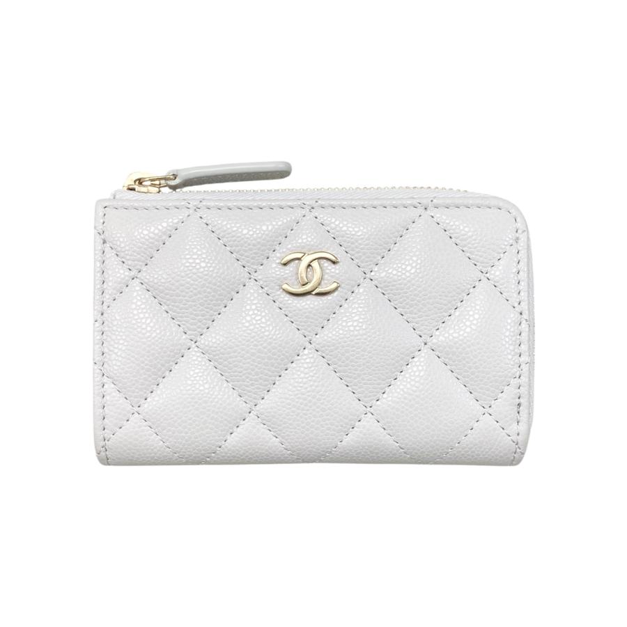 CHANEL ホワイトキャビアスキン カードケース/コインパース