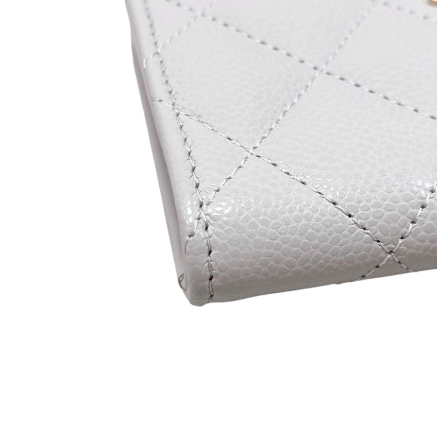 美品 シャネル パース ケース キャビアスキン ホワイト CHANEL（シャネル） カードケース コインケース コインパース AP0221