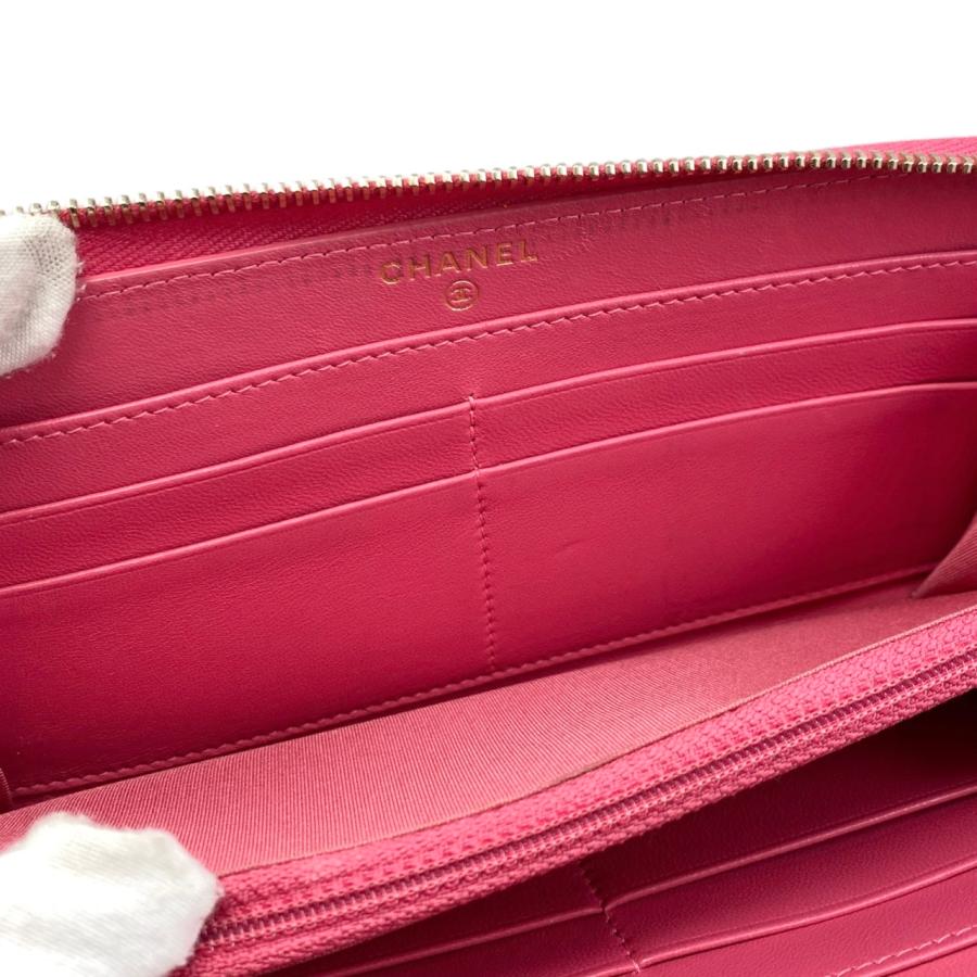 CHANEL シャネル　長財布　ラウンド　ラムスキン　マトラッセ CHANEL 【新品同様】シャネル マトラッセ ラウンドファスナー長