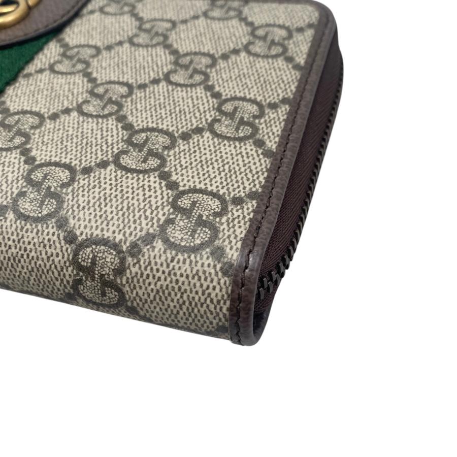 GUCCI 長財布〔オフィディア〕GG ジップアラウンドウォレット オフィディア〕ジップアラウンドウォレットグレー＆ブラック GG